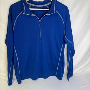 REI Men's Long Sleeve Half-Zip Pullover in Royal Blue with Gray Trim